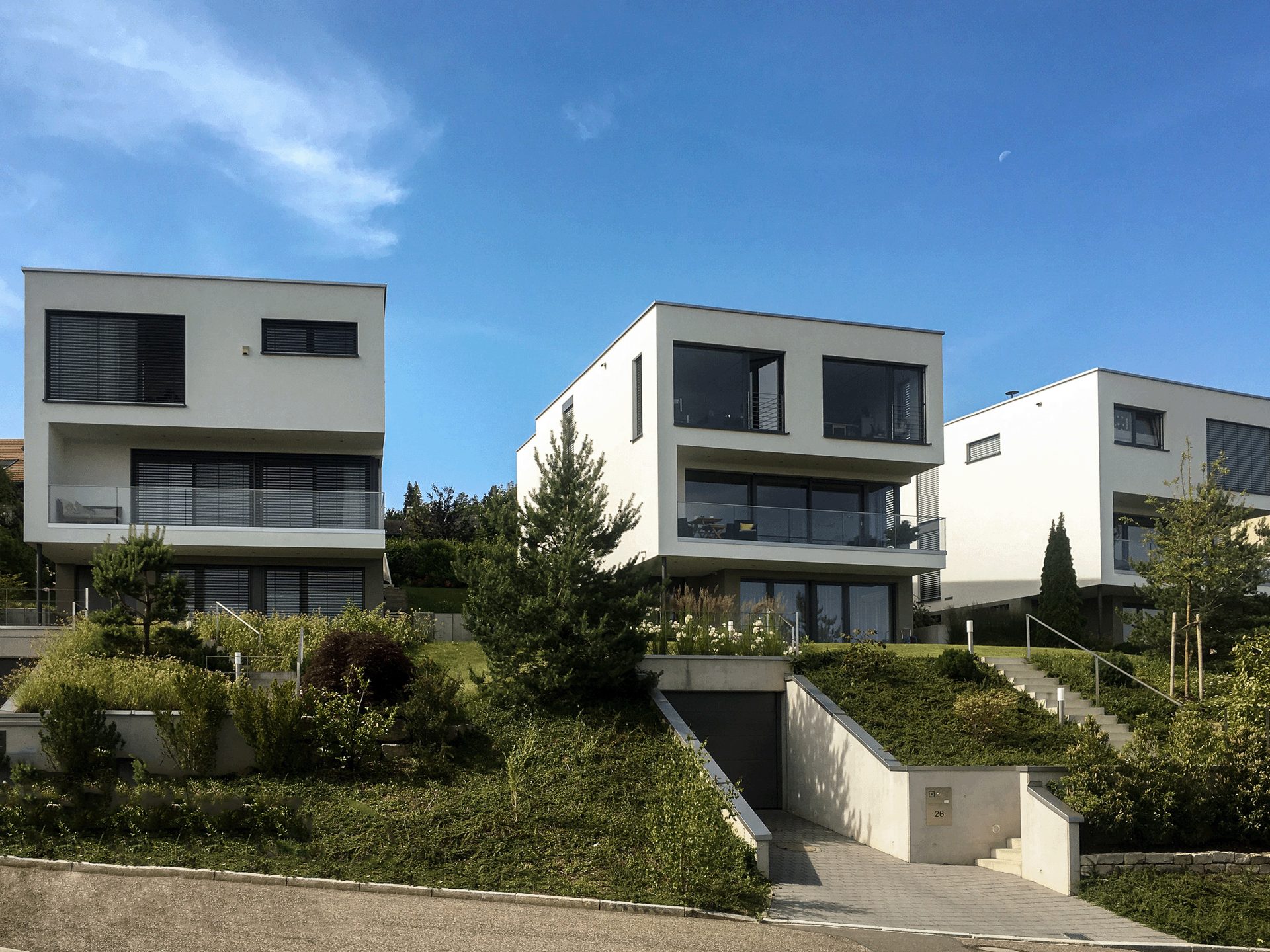Neubau Obertorstrasse 24 bis 28, Ansicht der Fassade mit Dachterrasse