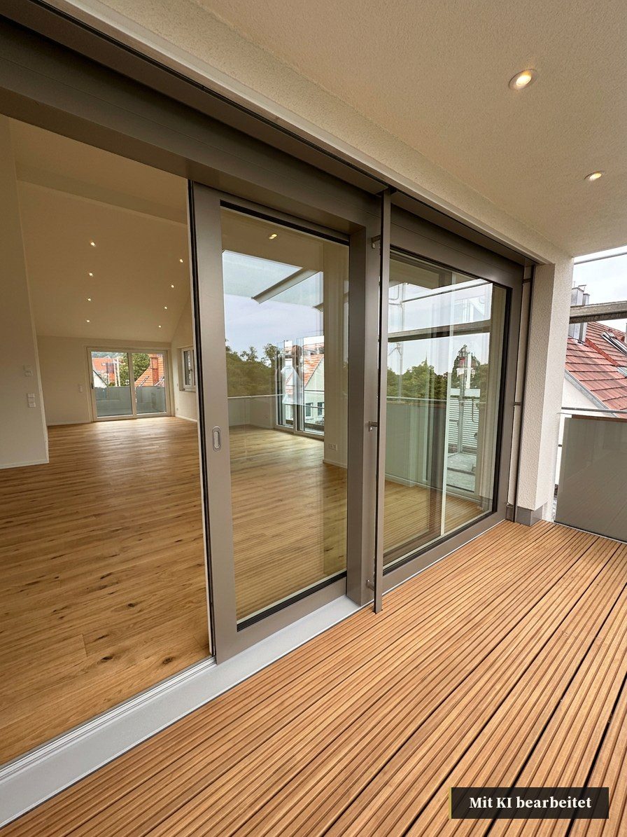 Dachterrasse mit Blick in den Wohnraum